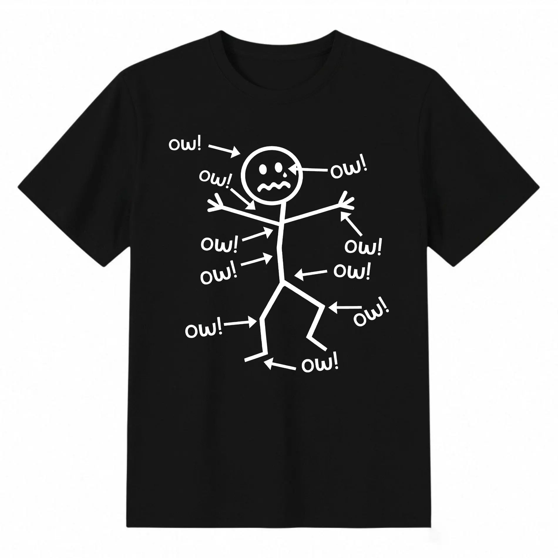 Summer Casual Short-Sleeve Graphic T-Shirt Ow Ow Ow T-Shirt - Funny Chronic Pain Awareness T-Shirt All Season Single Sided Printed Crew Neck Short Sleeve T Shirt soft short sleeve tee  graphic  tees Unisex T-Shirt funny graphic tees