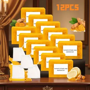 100g Turmeric Handmade Soap, Lemon Kojic Acid Soap, Bath & Facial Soap, Body Care, 3/9/12 Bar Pack