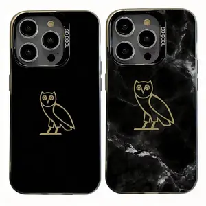 Drake OvO Owl Phone Case, compatible with iPhone 17, 16, 15, 14, and 13, drop-proof matte black hard frame shockproof protective case for smartphones.