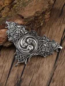 Vintage Viking Runes Double Wolf Hair Clip, Nordic Norway Hair Accessory, Fashion Party Decoration, Valentine's Day Mother's Day Birthday Gift