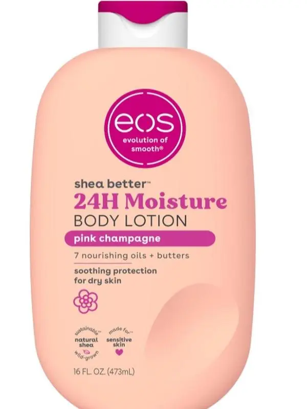 HOT 2026 !!!  eos Shea Better Body Lotion Pink Champagne, 24-Hour Moisture Skin Care, Lightweight & Non-Greasy, Natural Shea, Vegan, 16 fl oz