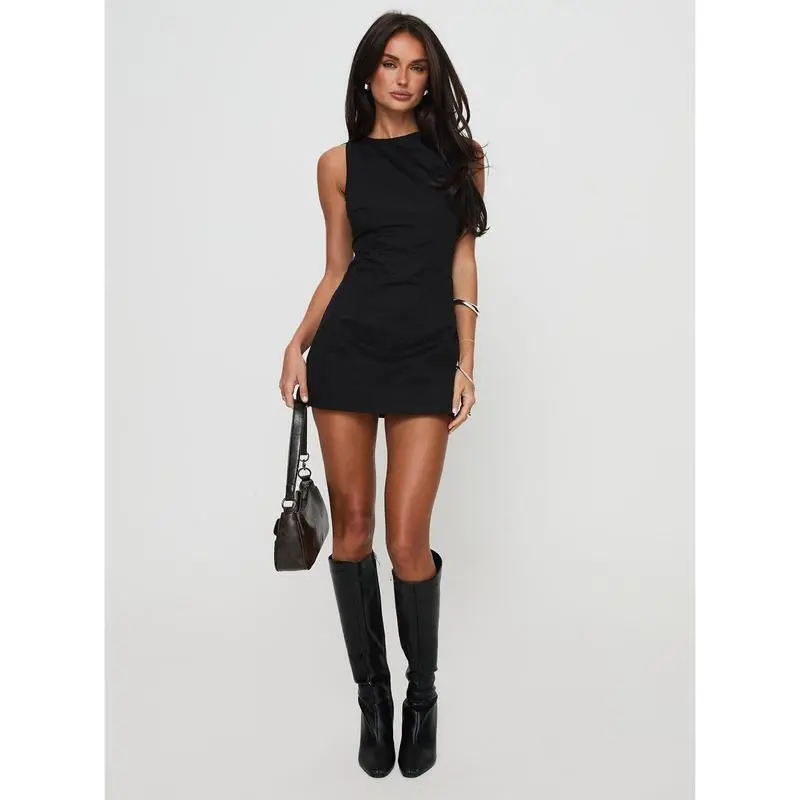 Women's Petite Black Athletic Romper, Sleeveless Tie-Back Design in 100% Organic Cotton with Built-in Shorts, Pure Cotton, Au 6, Sporty Sports Clothing Sets, Us 2, Invisible Zipper, Us Sizes, Athletic Dress, Cold Wash
