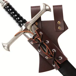 Epic Fantasy Sword Set with Vintage Leather Sheath for Medieval Knight Viking Cosplay LARP Parties Stage Performances Authentic Fantasy Swords