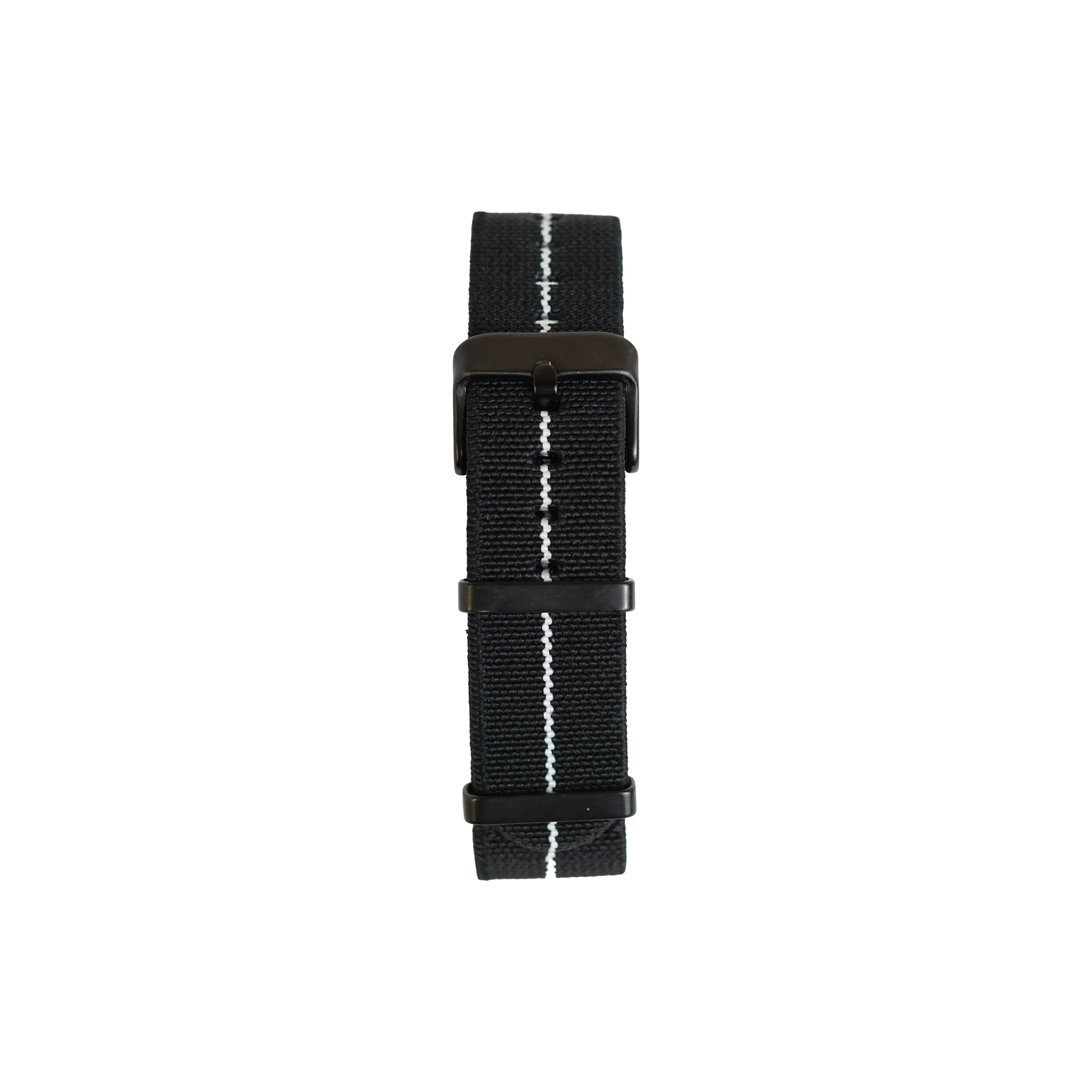 Nato Nylon Black & White Dark Buckle Elastic Strap