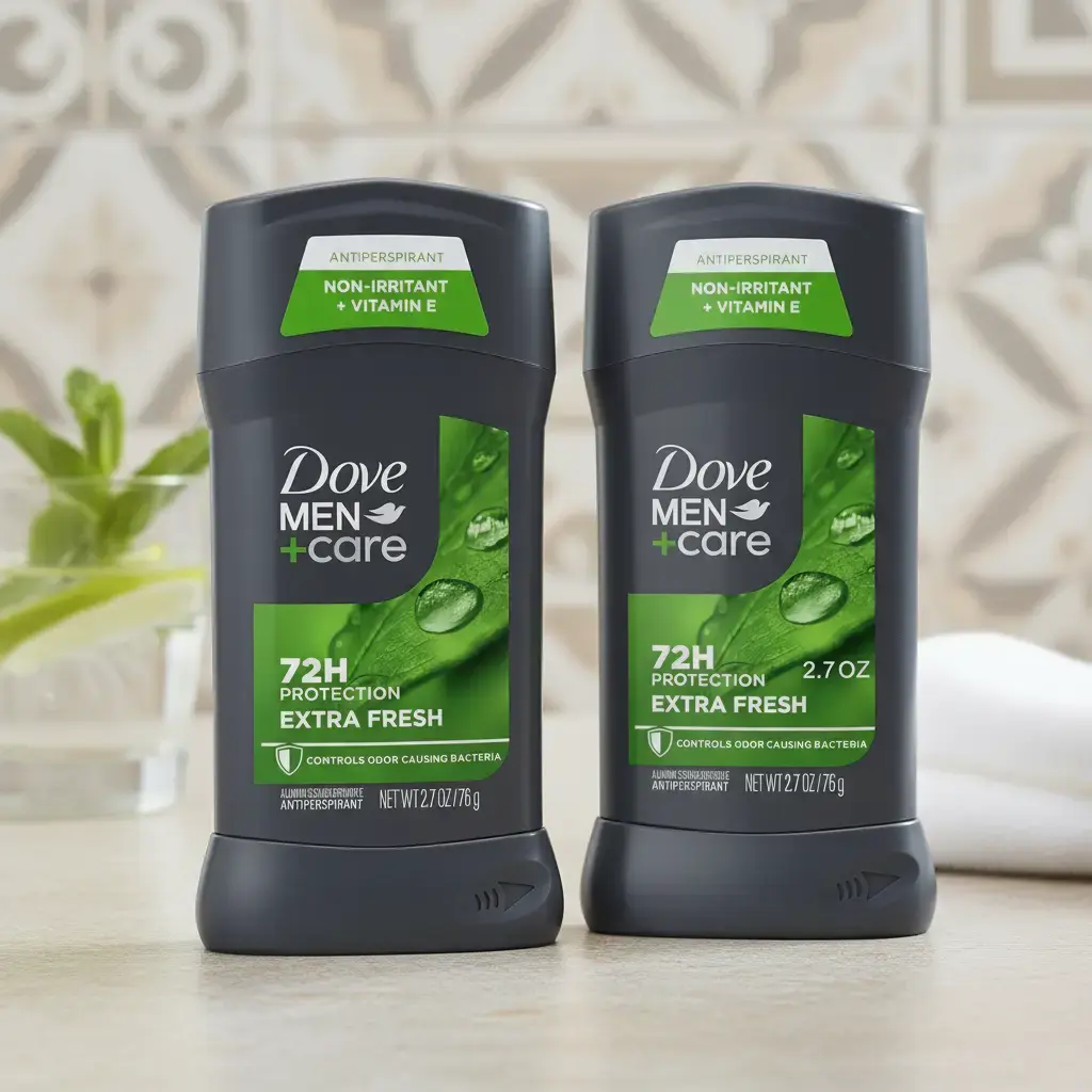 Dove Men+Care Extra Fresh Antiperspirant Deodorant Stick 2 Pack 72-Hour Protection with Moisturizing Cream & Long-lasting Citrus Scent 2.7 oz Each