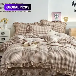 3 Counts/set Classic Fashion Plaid Bedding Set, Includes 1 Quilt Cover & 2 Pillowcases, Soft Comfortable Home Bedroom Linen, Soft Bedding Sets #GLOBAL PICKS