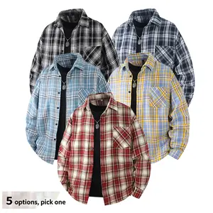 Men's Oversized Checked Long Sleeve Plaid Flannel Shirt - Menswear Top, Relaxed Fit Casual Button-Up, Soft Breathable Fabric oxford