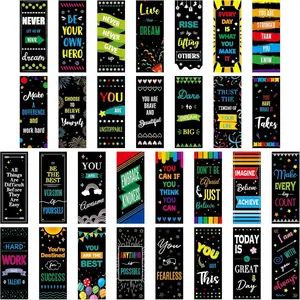 120 count Motivational Bookmarks, 30 Designs Double Sided Printing Paper Bookmarks Inspirational Book Markers with PET Film for Primary Middle High Reading Students, Book Lovers (2.4" x 6.1")