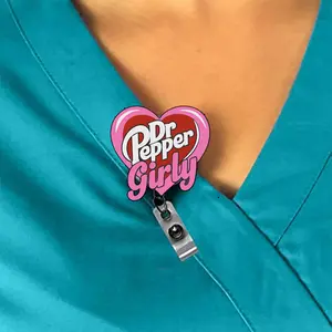Dr Pepper Girly Heart Interchangeable Badge Reel