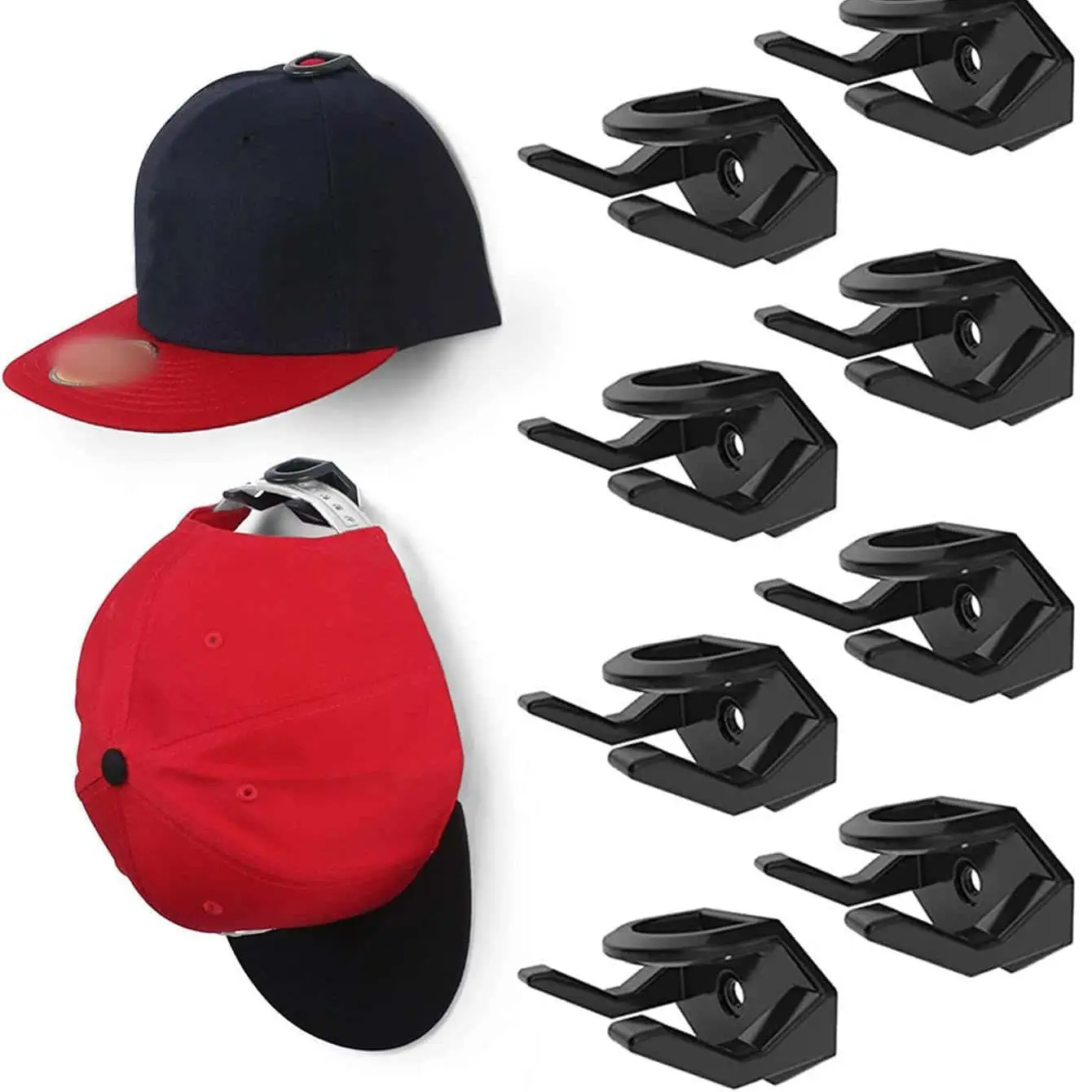 Baseball Cap Hook without Cap, 8pcs/set Multifunctional Wall Mounted Hat Storage Hook, Punch Free Earphone Necklace Storage Hook, Home Organizer