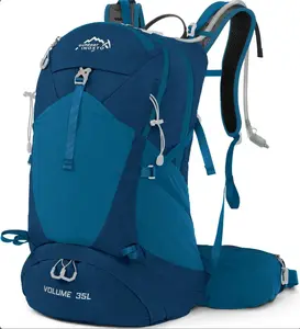 Hiking Backpack 35L Waterproof Hiking Daypack with 3L Water Bladder and Rain Cover blue, Lightweight Travel Camping Backpack for Men Women, Daypack, Travel Backpack