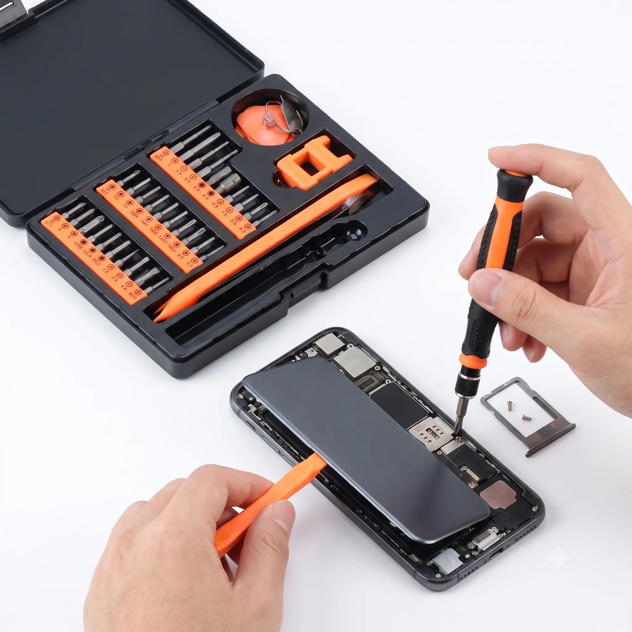 42-Piece Mini Precision Bits Screwdriver Set - S2 Alloy Steel Screwdriver Bits, Non-Slip Handle, Safety Insulation, Screw-Grabbing Star Head for Eyeglasses, Device Repair