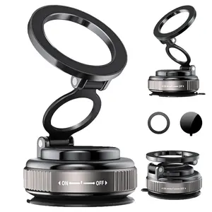 360° Foldable Magnetic Phone Holder, MagSafe Vacuum Magnetic Super Suction Cup Car Phone Holder, Adjustable Car Phone Holder, Hands-Free Suction Cup Phone Holder, Car Phone Holder for All Smartphones, Vehicles, and Gym/Bathroom Mirrors, Must-Have Gift