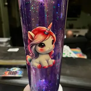 Cute Unicorn Lava Tumbler with Glitter Design and Pretty Lava Flow for Kids and Adults