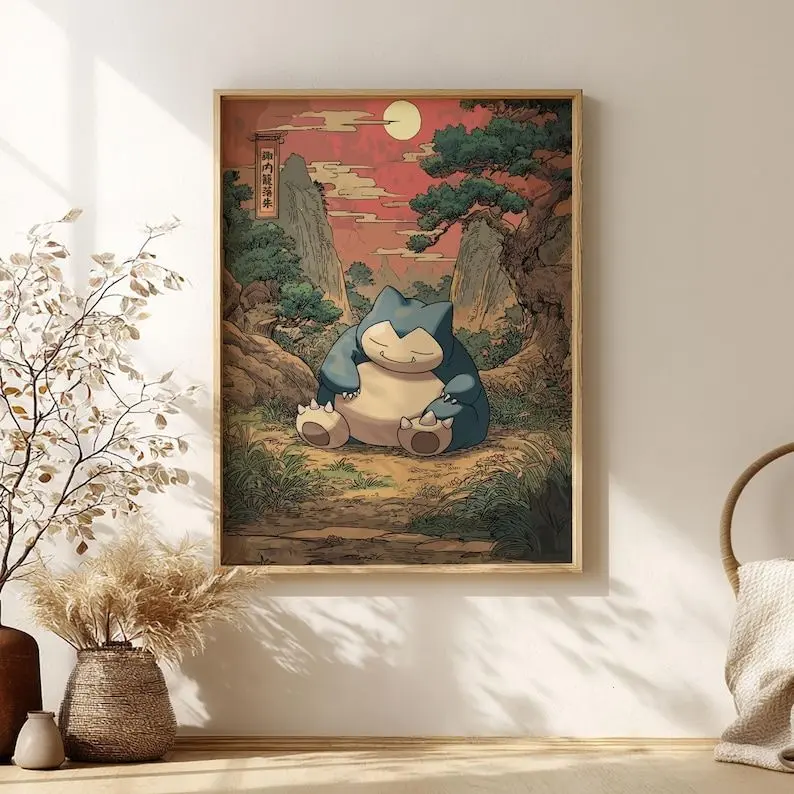 Snorlax Poster – Pokemon Inspired Wall Art Print