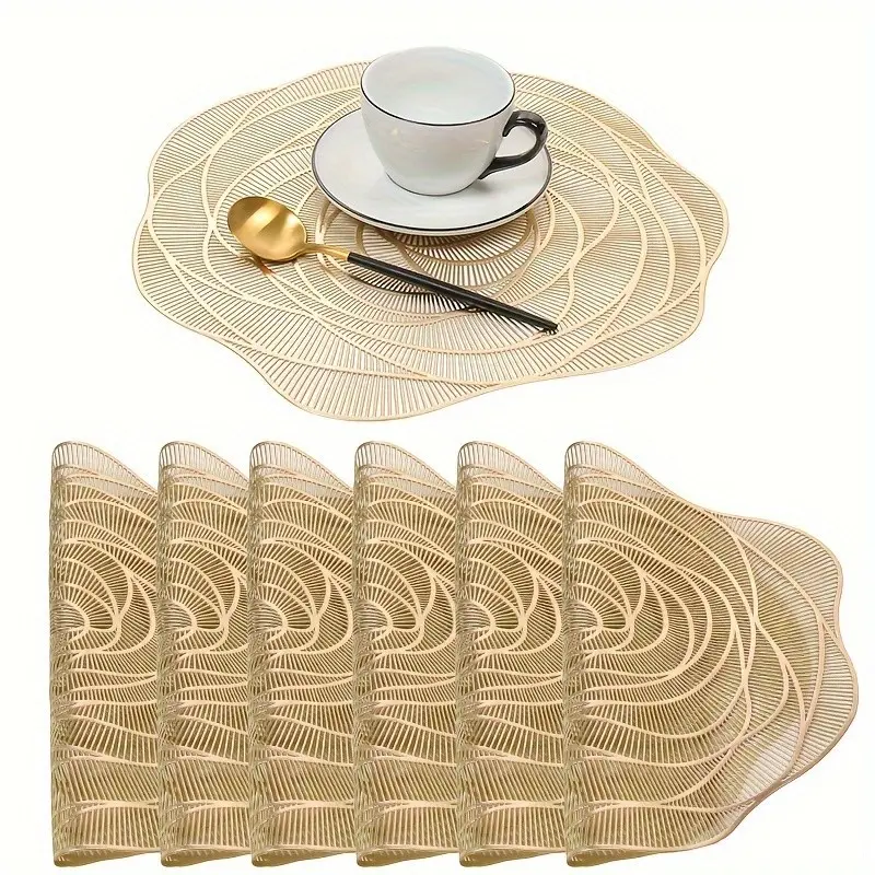 8 Piece Rose Shape Valentine's Day Table Placemats, European Style, Heat Resistant, Non-Slip, Stain-Resistant, Home Restaurant Decor