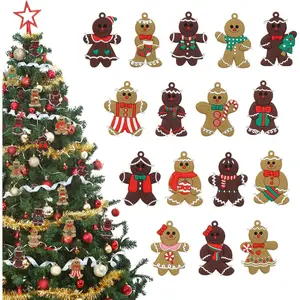 16 Pcs Gingerbread Man Ornaments for Christmas Tree, Gingerbread Christmas Decorations, 3 Inch Adorable Gingerbread Figurines Decor for Tree, Home, Office, Baking Party, Gift Tags & Party Favors
