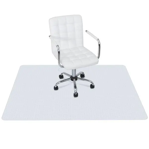 Zenstyle 60.2"x46.4" Durable Home Office Chair Mat, Non-slip Waterproof PVC Carpet Floor Protector, Scratch-resistant Easy-to-clean White Mat