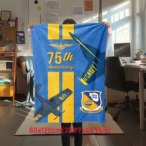 Blue Angels 75th Anniversary Printed Cute Cartoon Plush Blanket Suitable for All Seasons, Soft and Comfortable Sofa Mattress Office Outdoor Blanket Camping Travel Home Blanket Black Friday Christmas Gift B9 Letter Print Blanket