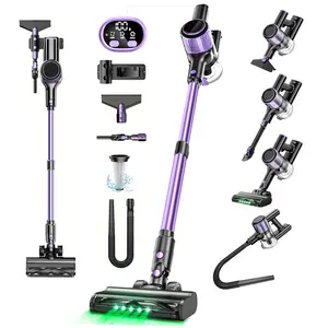VICEASE Vacuum Cleaner, 3 Power Modes, Anti-Tangle Brush & Green LED, 10-in-1 Cordless Vacuum for Hard Floor/Carpet/Pet Hair/Car/Dryer