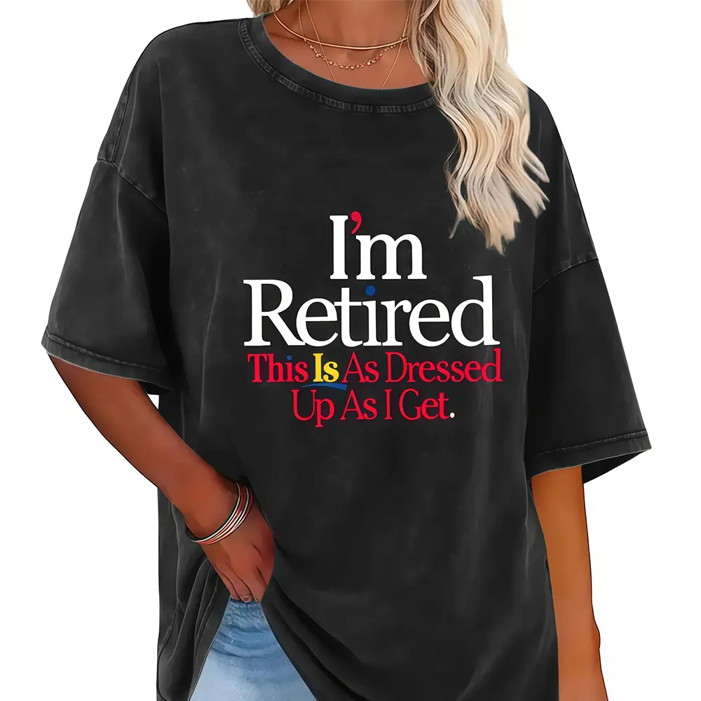 Plus Size Women's Retro Washed Printed Streetwear T-Shirt - 230g Thick Fabric, Round Neck, Short Sleeves, Loose Fit, Machine Washable, Spring/Summer Casual Top
