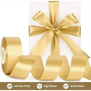 1/3 Roll Shiny Gold Ribbon, Reusable, Suitable for Various Handmade Needs, Christmas Ribbon, Party Decoration