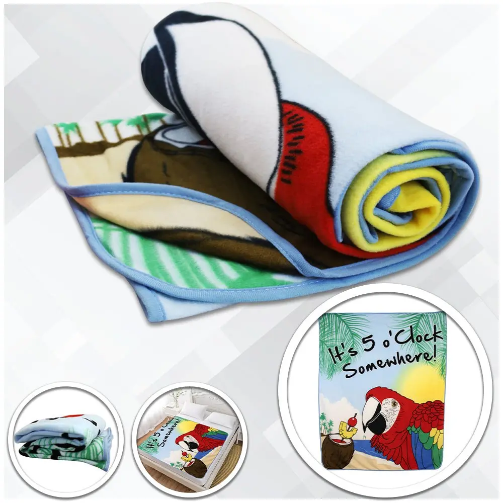 Bright Non-Customized Polyester Fleece Microplush Blanket - 50x60in Size, Colorful Print, Self-Binding Edging, Machine Washable Throw for Bedding, Home Use
