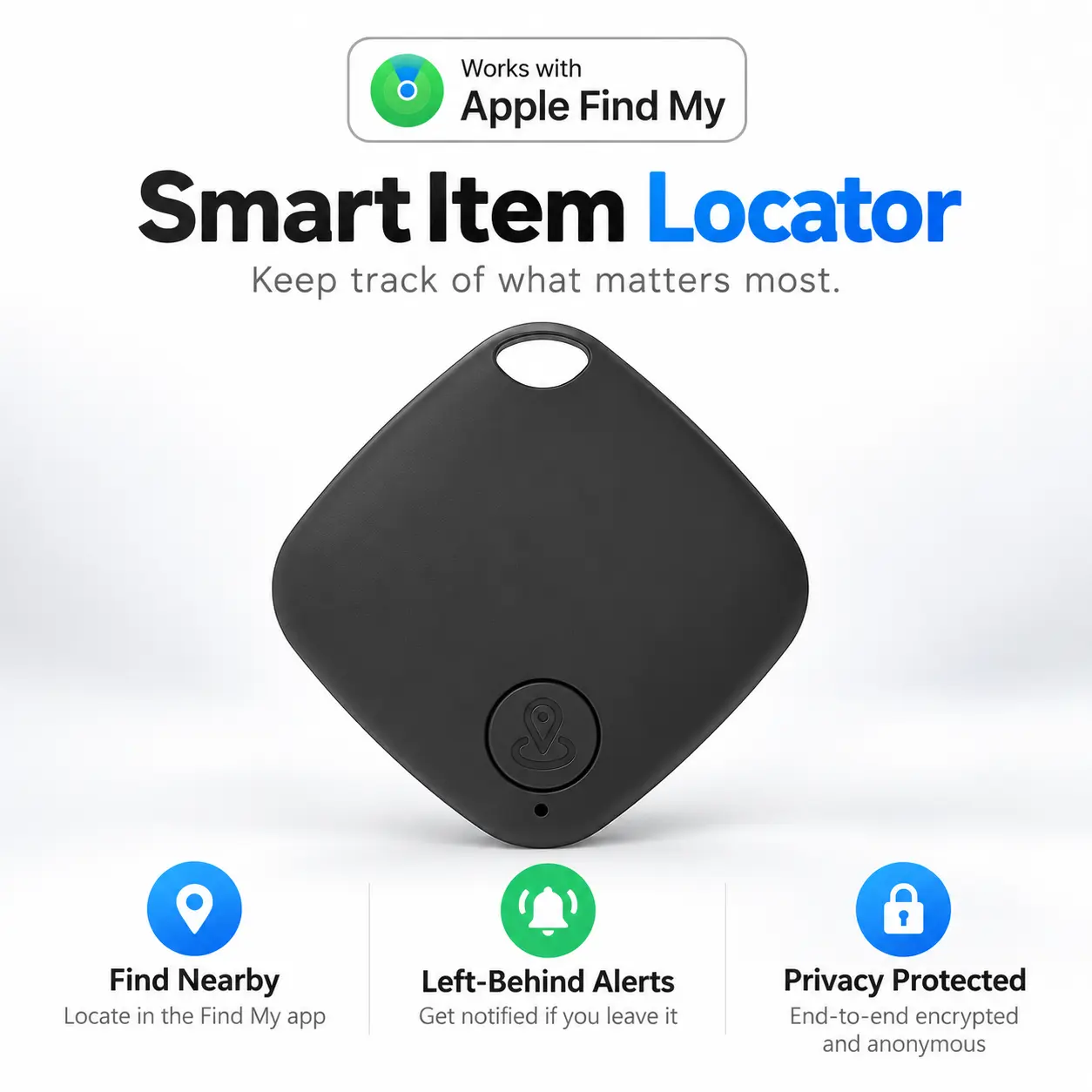 Compact Smart Tracker Tag Compatible with Apple Find My, Bluetooth Item Locator for Keys, Bags, Luggage, Backpacks & Travel Gear
