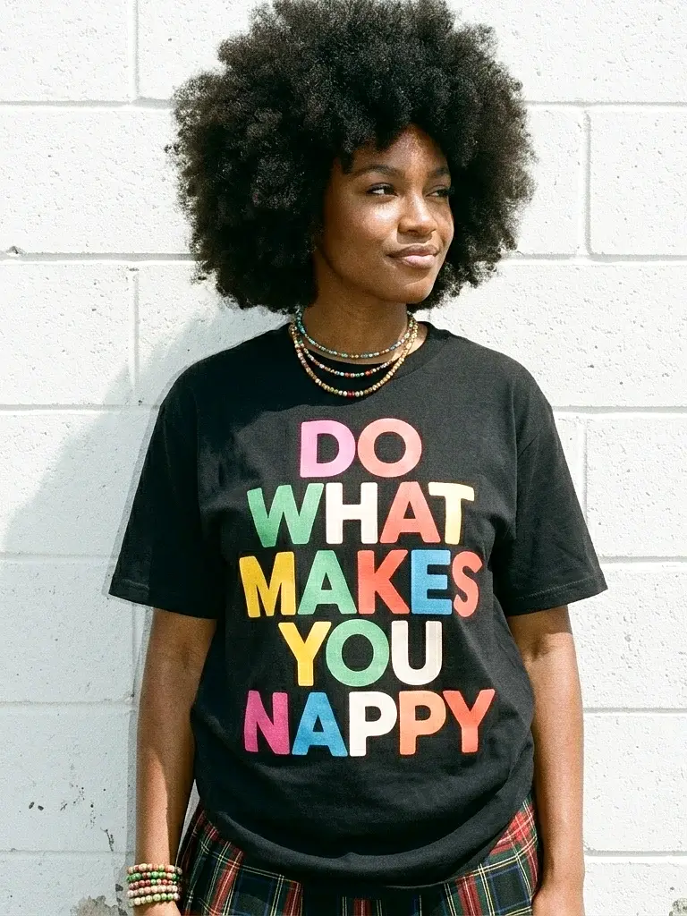 Unisex "Do What Makes You Nappy" Graphic T-Shirt Women's Casual Top Men's Summer Tee Streetwear Crewneck Shirt