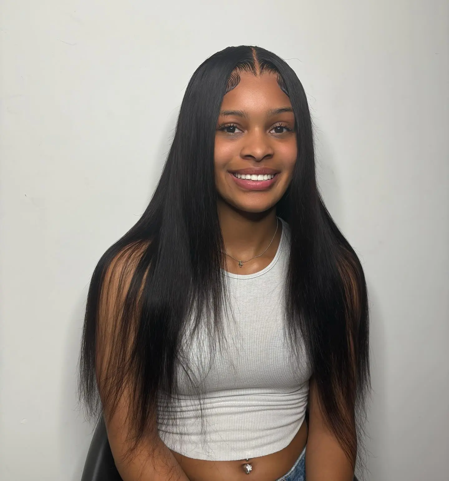 Women's 13x4 Lace Front Wig - 150% Density Blend Human Hair Straight Wig, Natural Black for Voluminous Look, Wigs Human Hair