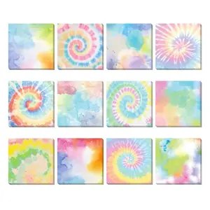 12 Pcs Rainbow Tie Dye Sticky Notes Cute Colored Sticky Paper Fun Pastel Art Party Self Adhesive Notepads for Kids Girls School Office Gay Pride Party Supplies, 30 Sheets Each (3 x 3 Inch)