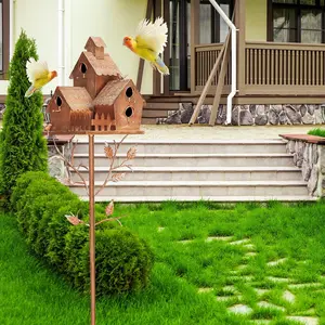 Metal Bird House with Pole, Outdoor DIY Detachable Parts, Garden Decoration for Backyard and Patio, Ideal for Birdhouse Enthusiasts, Personalized