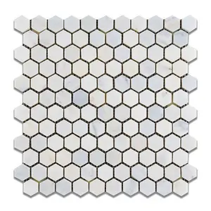 Calacatta Prestige (Asian Statuary) Hexagon 1" Polished/Honed Mosaic Tile