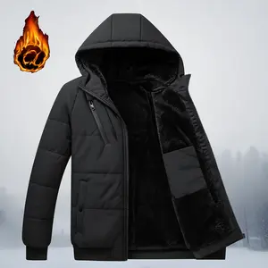 TJL Men's Thicken Puffer Jacket Padded Waterproof Warm Winter Coat with Hood Black Flame Design Menswear Hoodie Long Sleeve Tops Casual