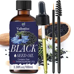 Black Seed Oil - 100ml，Rich in Omega 3 6 9, Supports Immunity, Nourishes Joints, Hair & Skin, Unisex Body Massage Oil
