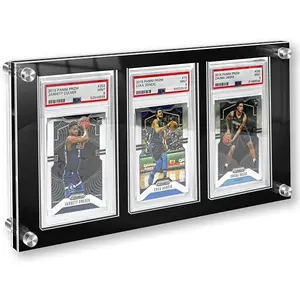 PSA Graded Card Display Frame - 3 Windown Wall Mount for Collectors