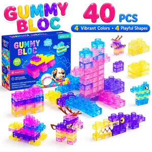 Gigilli 40 PCS Soft Building Blocks for Toddlers 1-3 — Squishy Sensory Stacking Toys, Montessori STEM Construction Set, Squeezable & Stretchable, Safe Rubber Blocks for Creative Play, Ages 3+
