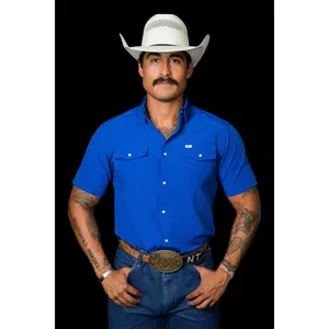 CORE - Men's Cobalt Blue Short Sleeve Pearl Snap Shirt