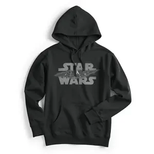 Men's Star Wars Darth Vader and Luke Skywalker Distressed Logo Pull Over Hoodie