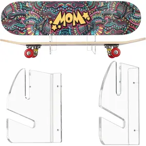 Wall-Mounted Skateboard Mount - Space-Saving Horizontal Display Rack for Secure Skateboard Storage & Decoration