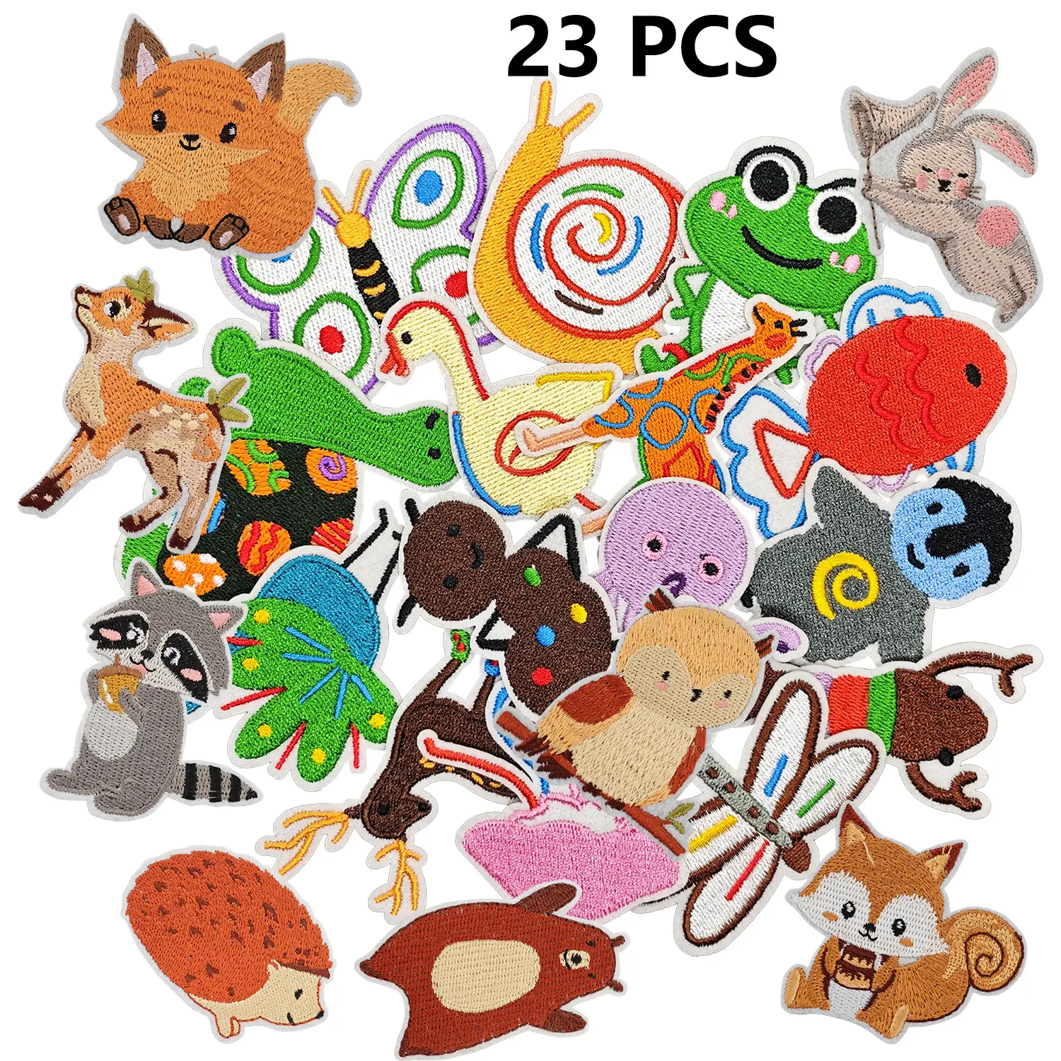 23PCS Custom Embroidered Funny Animal Iron-On Patches - Vibrant, Delicate Heat Transfer Appliques for Sewing Supplies, Uniforms, Customizing Clothing, Branding, Backpacks