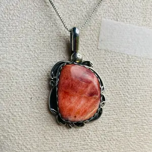 Spiny Oyster Pendant Necklace. Sterling Silver