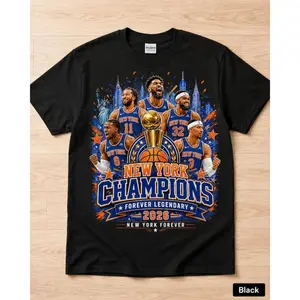 New York 2026 City Cotton T-shirt Blue Orange Glory Basketball Fan Gift