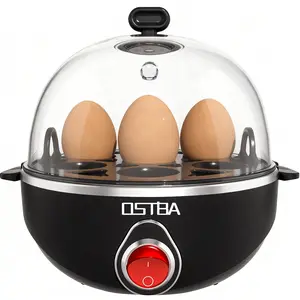 OSTBA Egg Cooker 7-Egg Electric Boiler with Manual Switch Overheat Protection Mini Food Steamer for Soft Medium & Hard Eggs Easy to Clean Portable Black Multi-Function