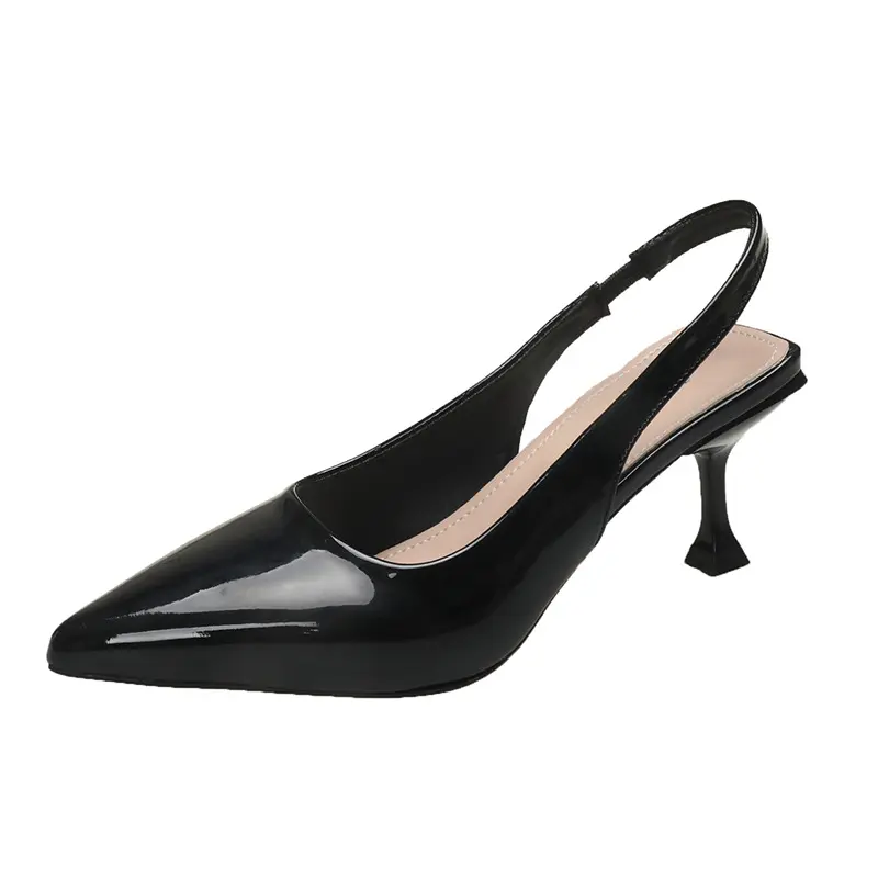 Women's Classic Slingback Pumps - Pointed Closed-Toe Patent Leather Kitten Heels with a Secure Fit for Evening Wear, Stylish