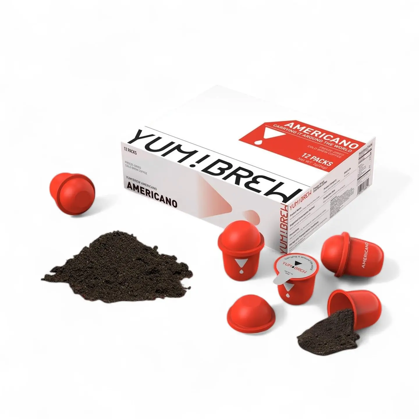 YumBrew Instant Americano Coffee Capsules, 12 Count – Freeze-Dried Yunnan Arabica Coffee Pods with Hidden Fortune Note, Bold & Smooth, Hot or Iced Coffee, No Machine Needed, No Sugar
