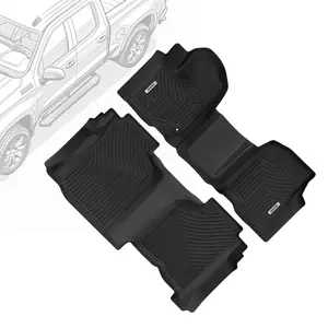 OEDRO Floor Mats Fit for 2019-2024 Chevrolet Silverado/GMC Sierra 1500 & 2020-2024 Chevrolet Silverado/GMC Sierra 2500HD/3500HD Double Cab Bench, NO Rear Underseat Storage Box, 2 Row Floor Liner Set