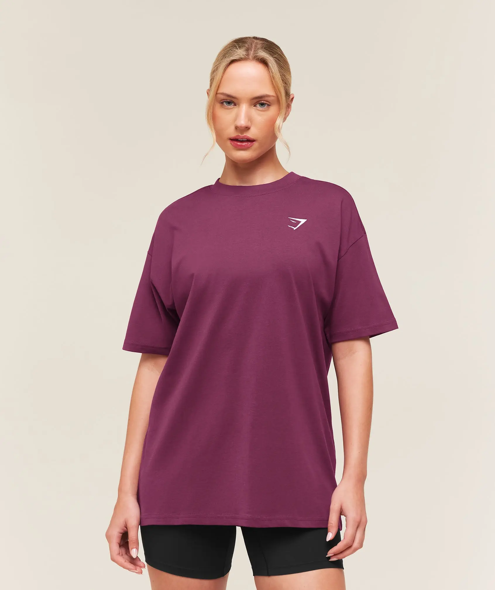 Gymshark Training Oversized T-Shirt – Strength Pink Cotton Gym Tee, Relaxed Workout Fit