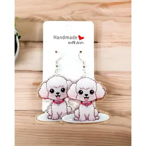 Poodle Dog mom Acrylic fun kawaii earrings, pet memorial charm, cute puppy, loss sympathy, quirky earrings, grief gift for her, animal lover gift