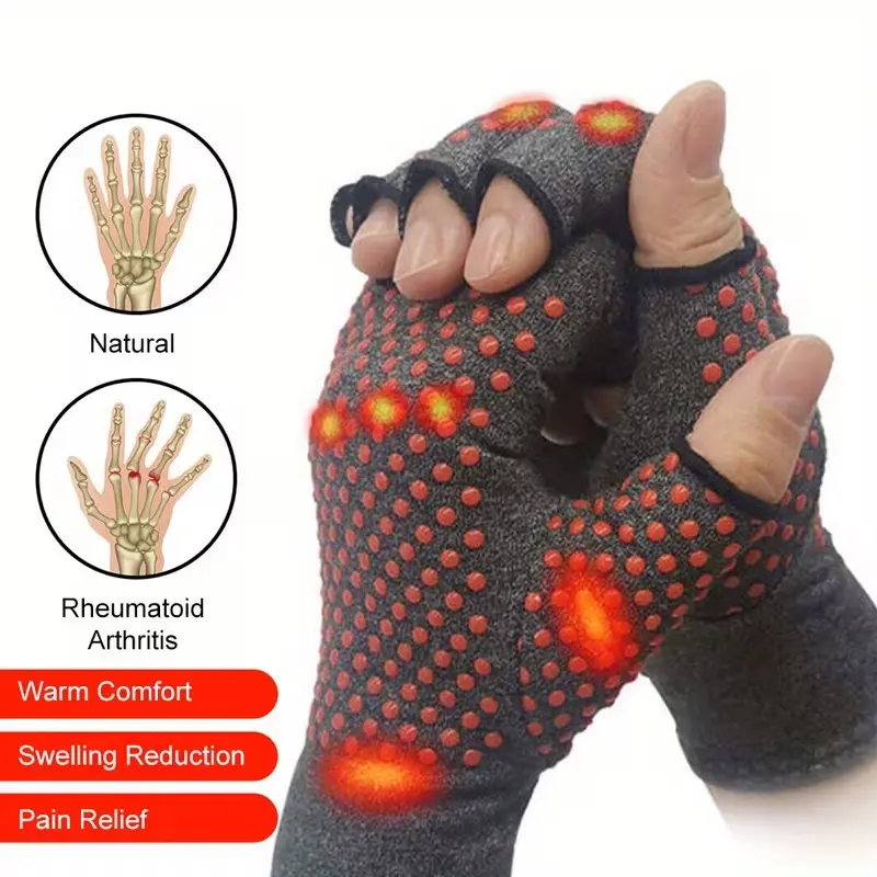 2 Pairs Fingerless Arthritis Compression Gloves for Adults, Providing Pain Relief for Rheumatoid Arthritis, Warmth for Daily Wear, Medium/Large, M, Set